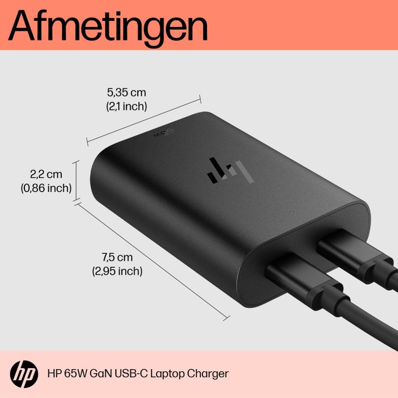 HP USB-C 65W Gan Laptop Charger EMEA - Intl English Loc ??? Euro Plug