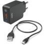 Hama Travel Charger Set QC 3.0 Micro-USB 19.5 Watt 1.5m Black