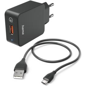 Hama Travel Charger Set QC 3.0 Micro-USB 19.5 Watt 1.5m Black