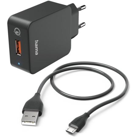 Hama Travel Charger Set QC 3.0 Micro-USB 19.5 Watt 1.5m Black