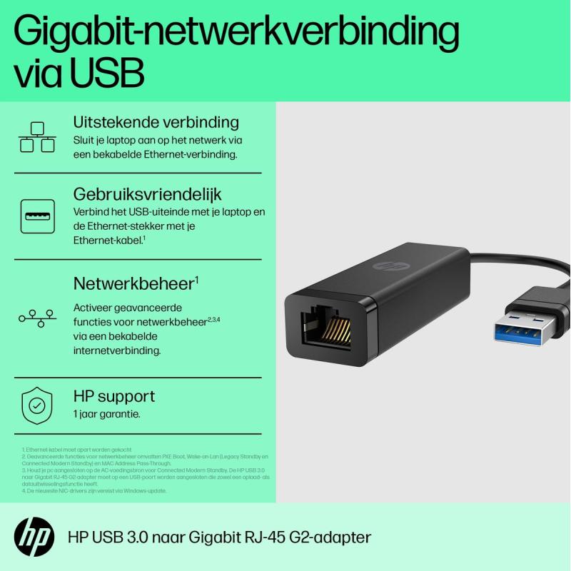 HP Acc: HP USB 3.0 To Gig RJ45 Adapter G2