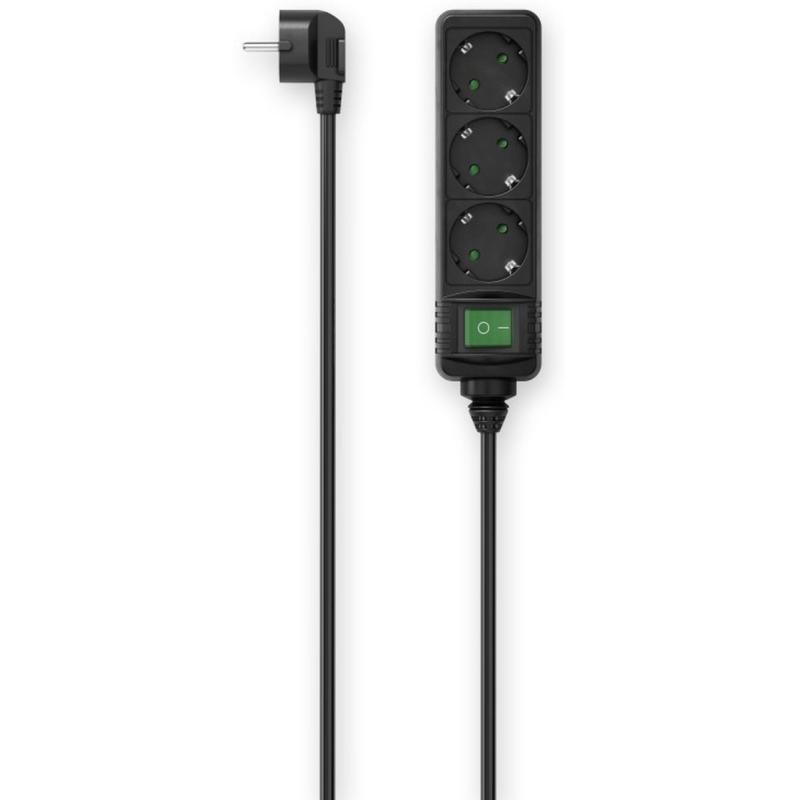 Hama Power Strip 3-FOLD Switch 1.4 M Black