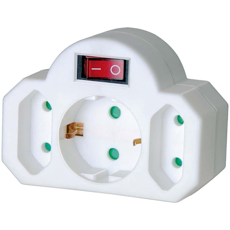 Brennenstuhl Stopcontact Splitter Aan / Uit-Switch 1 X PE Plug / 2 X Euro White