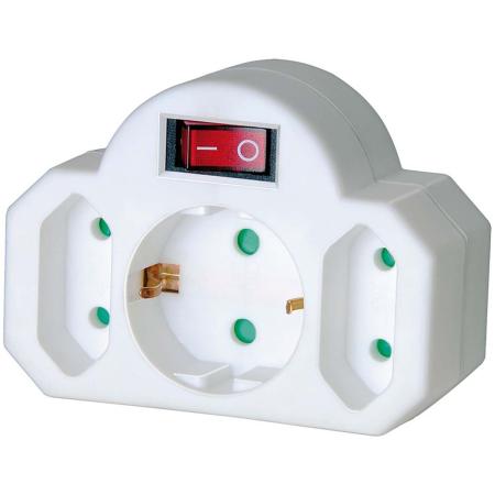 Brennenstuhl Stopcontact Splitter Aan / Uit-Switch 1 X PE Plug / 2 X Euro White
