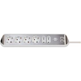 Brennenstuhl Estilo 6-Fold Angle-Power Outlet Strip w/ High-Quality RVS-Surface