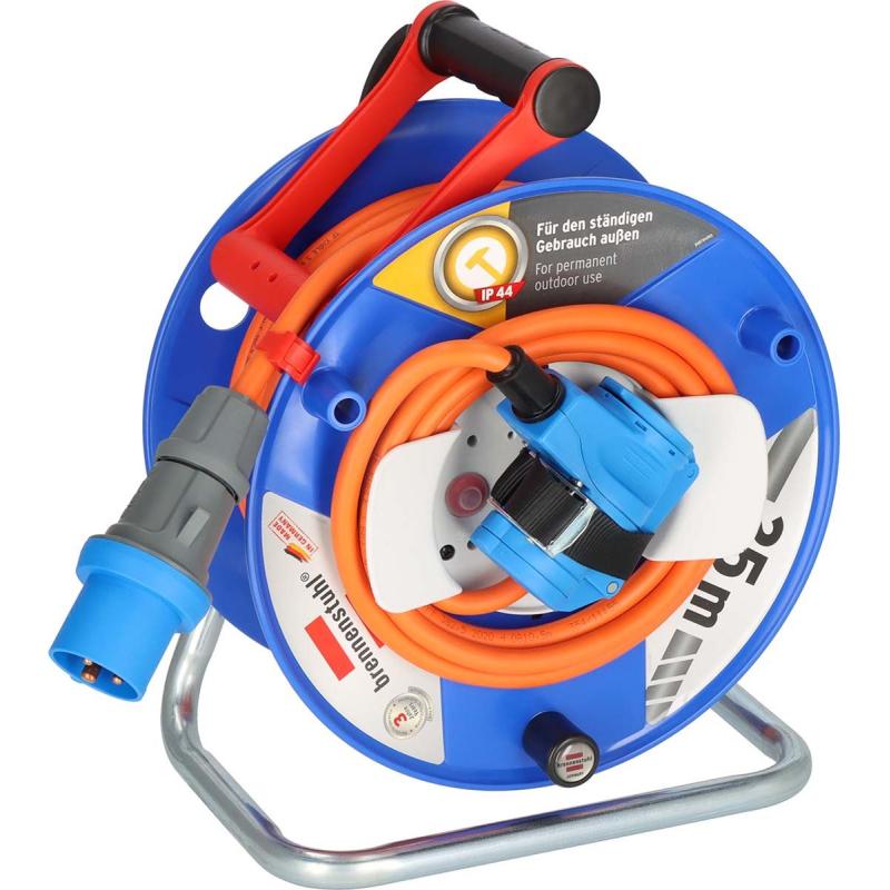 Brennenstuhl Cee Cable Reel w/ 23+2m RN Cable In Orange Camping Cable Reel