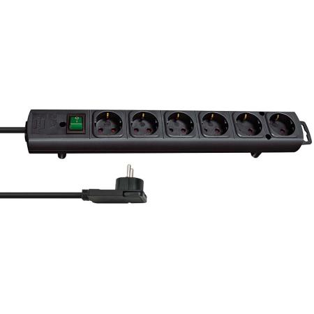 Brennenstuhl Comfort-Line Plus Power Strip w/ Flat Plug 6-Fold Black 2.00m