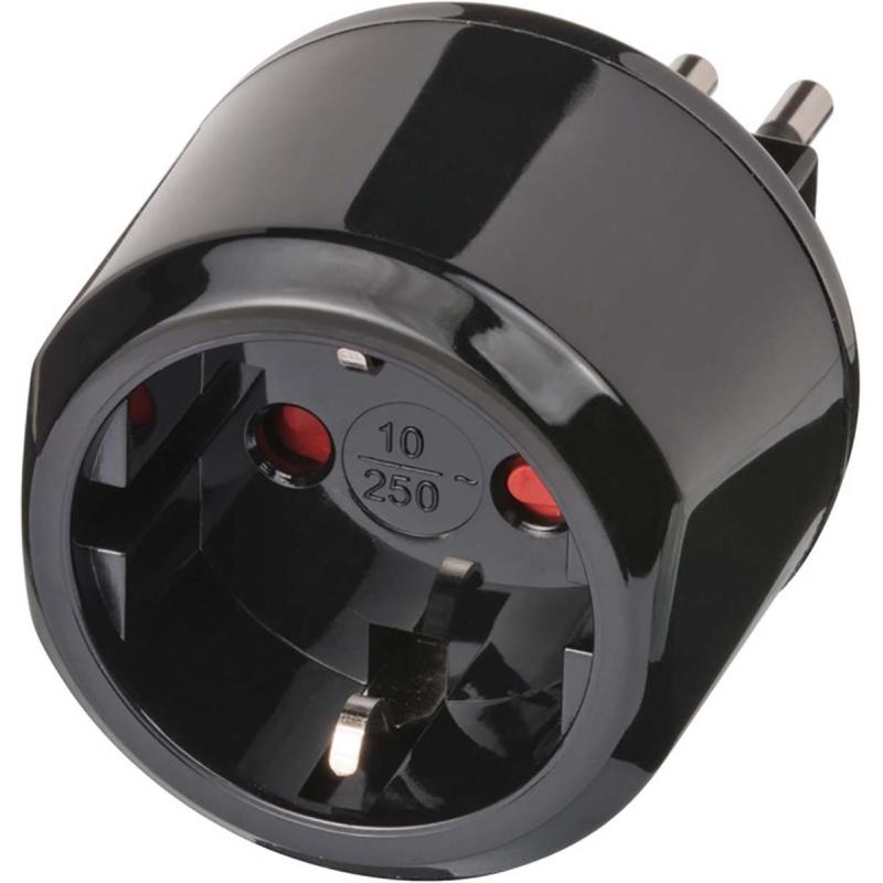 Brennenstuhl Travel Adapter For Italy Socket + Euro Plug Black