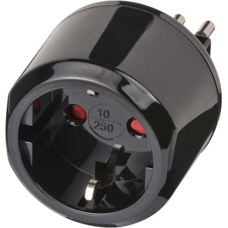 Brennenstuhl Travel Adapter For Italy Socket + Euro Plug Black