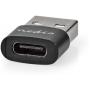 Nedis USB-A Adapter USB 2.0 USB-A Male USB-C Female 480 Mbps Round Box