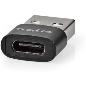 Nedis USB-A Adapter USB 2.0 USB-A Male USB-C Female 480 Mbps Round Box