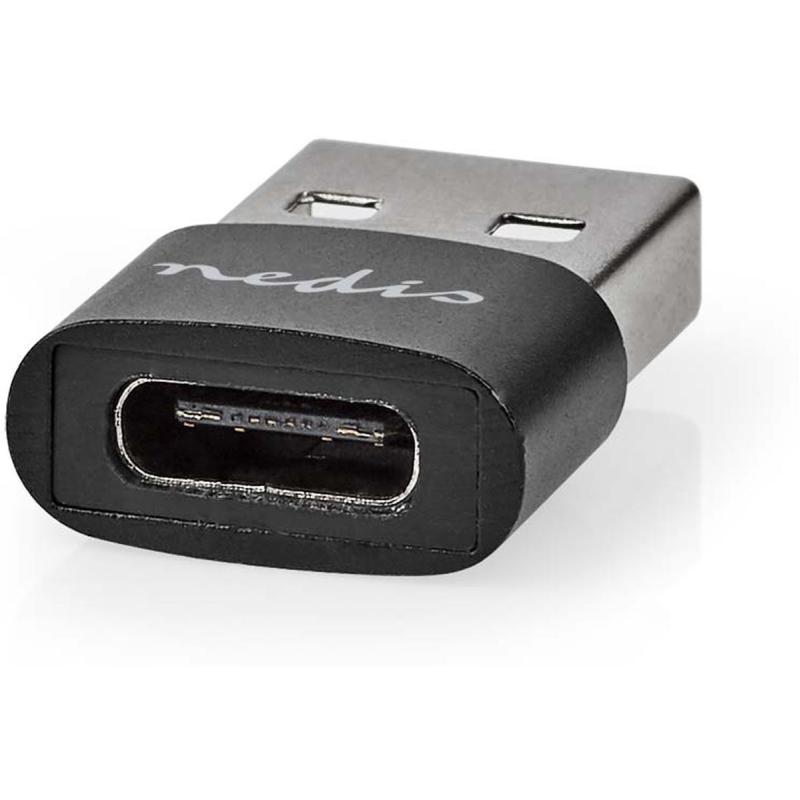 Nedis USB-A Adapter USB 2.0 USB-A Male USB-C Female 480 Mbps Round Box