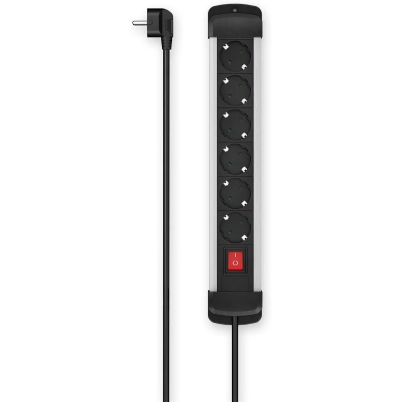Hama Power Strip 6-FOLD Switch Wall Mounting 3 M Alu