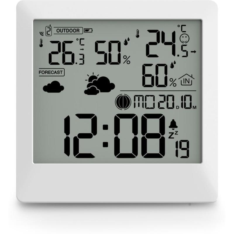 Hama Weather Station Palawan Buitensensor Radioges. Wekker Thermo/Hygro White