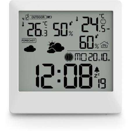 Hama Weather Station Palawan Buitensensor Radioges. Wekker Thermo/Hygro White