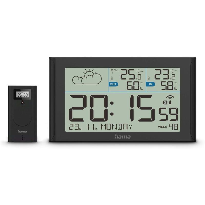 Hama Weather Station SYLT w/ Buitensensor Wireless Wekker Black