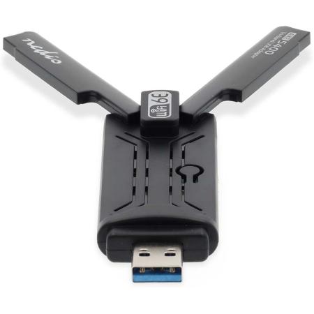 Nedis Network Dongle|2.4/5/6 GHz | USB3.0 | WiFi-Speed 5400 Mbps | Windows 10/11