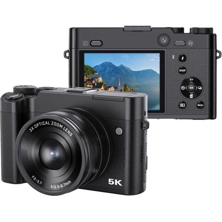 Pora&amp;Co Compacte 5K Digital Camera - Inclusief 32GB SD-Kaart - Black
