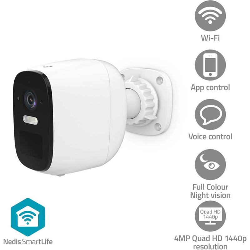 Nedis Smartlife Camera Outside | WiFi | Spotlight | 4MP Quad HD 1440p 2560x1440