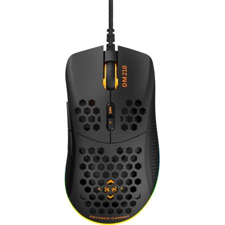 Deltaco DM210 Lightweight Wired Gaming Mouse RGB LED 6400 DPI 1000 Hz 66 IPS Bk