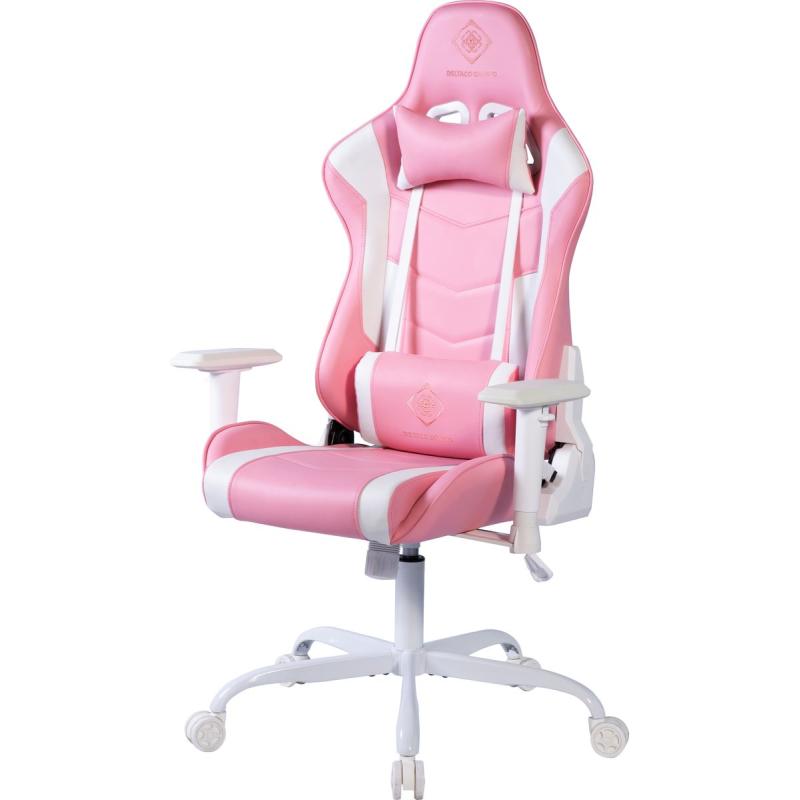 Deltaco Gaming Pink Line PCH80 Gaming Stoel Desk Stoel Vegan Leather Pink White
