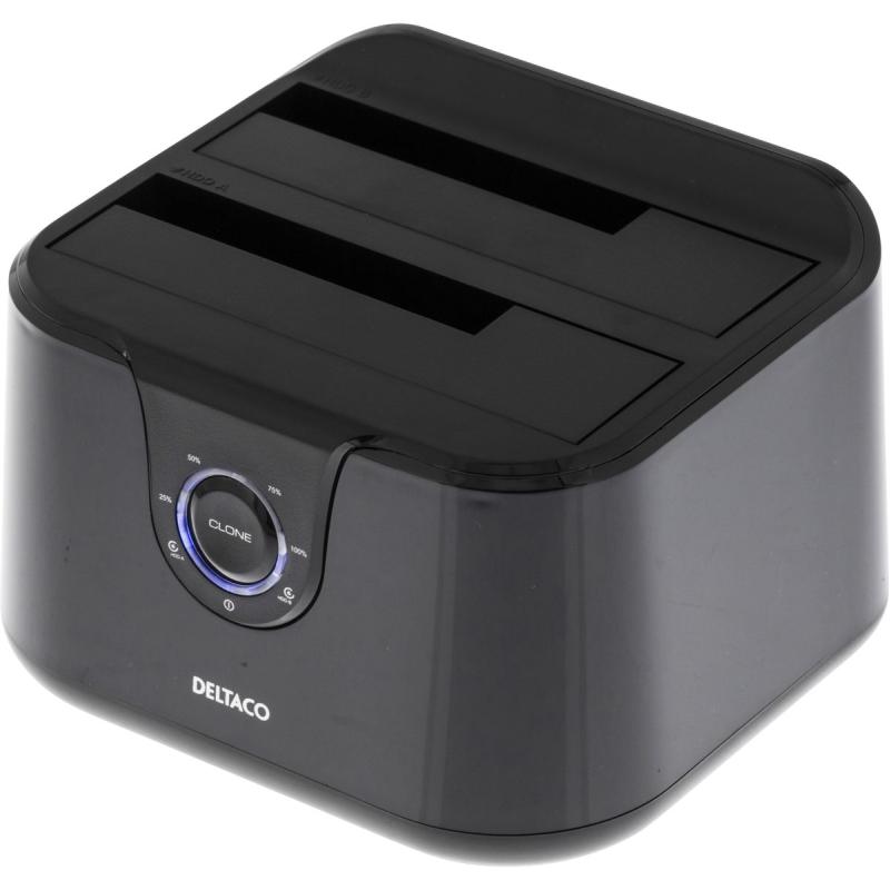 Deltaco Docking Station For HDD/SSD Cloning Function 2x2.5/3.5 inch SATA USB 3.0