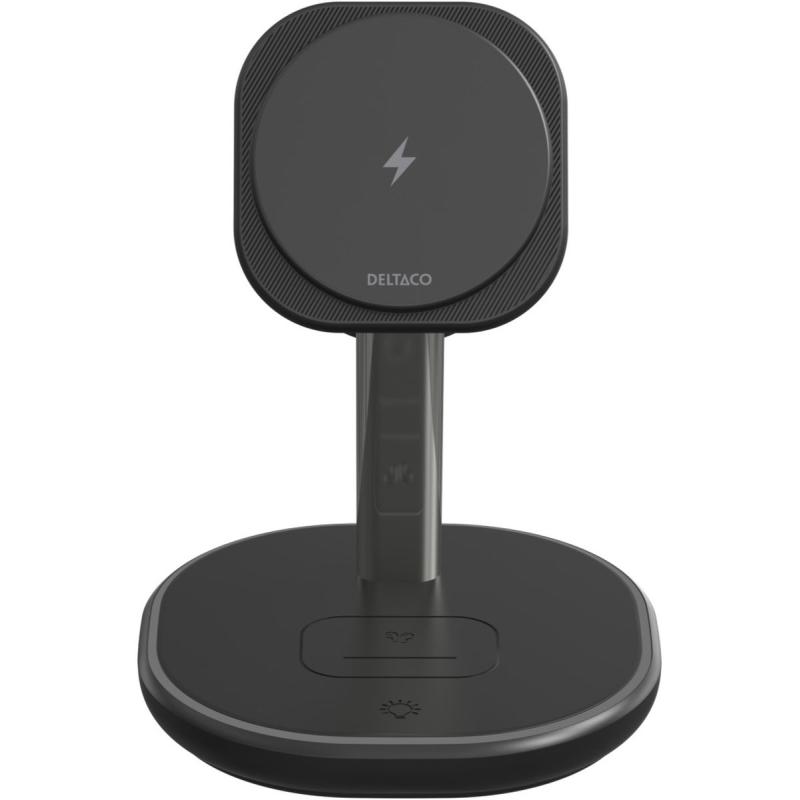 Deltaco 3-IN-1 Wireless Magnetic Oplaadstandaard For Phone/TWS/Wristwatch LED