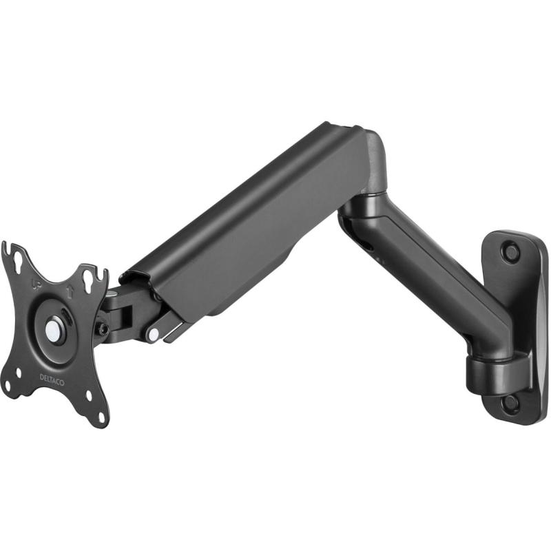 Deltaco Office Display Wall Arm Gas Spring Tilt Swivel Pivot 17 32inch VESA Bk