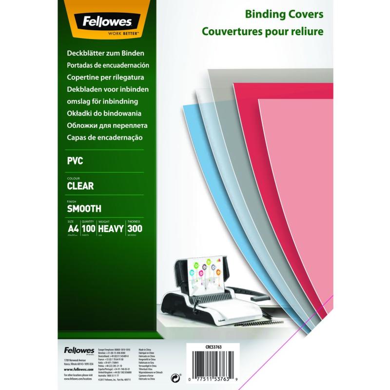 Fellowes Transparante PVC A4 Dekbladen 300 Micron (100 PCs)