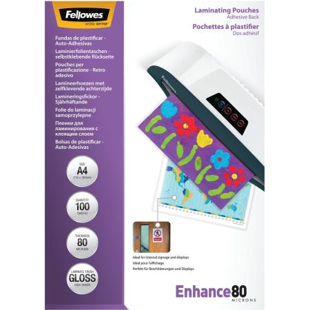 Fellowes Lam Cover Self Adhesive A4 80 Micron (100 PCs)