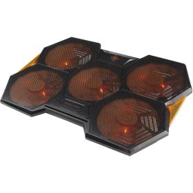 Deltaco Gaming Laptop Cooler/Riser 5x140 Fans Orange LED Light 1000-1300 rpm USB