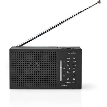 Nedis FM-Radio | Portable Model | AM / FM | Black-White Scherm | Black