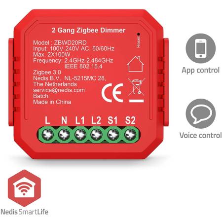 Nedis Smartlife Built-In Module Double Triac Dimmer Zigbee 2x100 W Crown Stone
