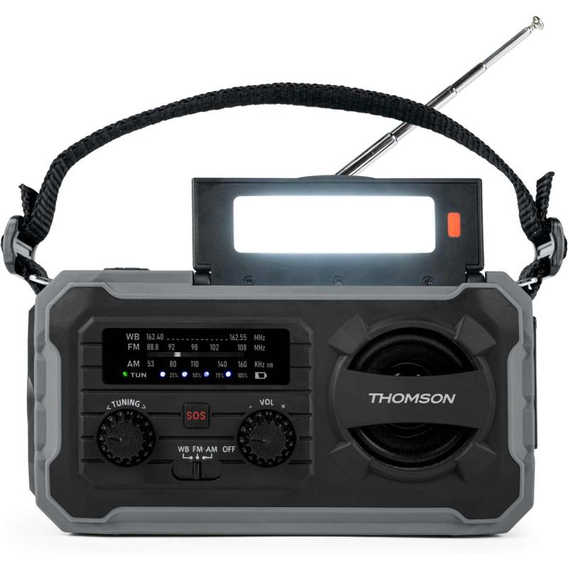 Thomson Emergency Hand Crank Radio w/ Solar - Grey