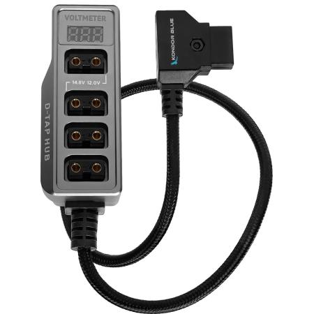 Kondor Blue KB-DTAP-HUB-BK 12V Metal D-Tap Hub Voltmeter 4 Way Port Power Tap