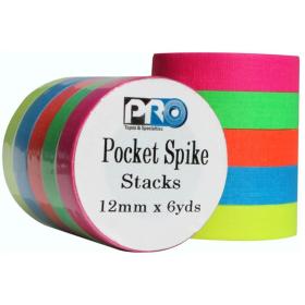 Pro Tapes Pro Pocket Spike 12mm X 5.4m Cloth Tape 5 Fluorescent Colours