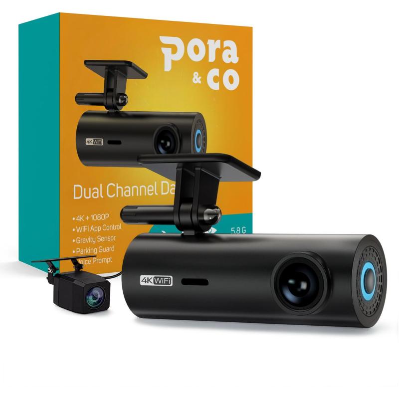 Pora&amp;Co Dashcam Dual Lens 4K Â€ For Achter Camera
