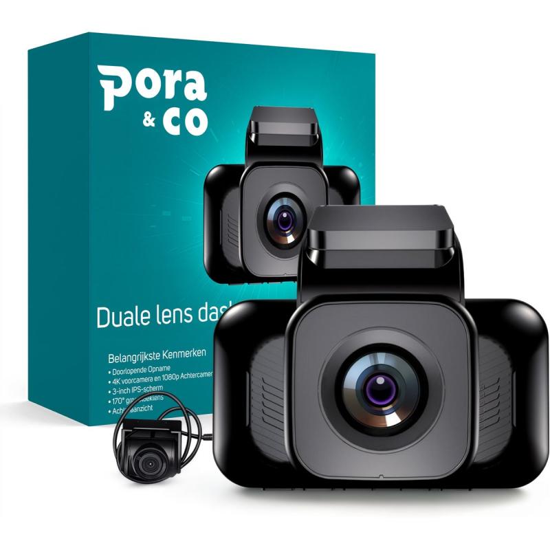 Pora&amp;Co Dashcam 4K Ultra HD Â€ 3 inch LCD Scherm