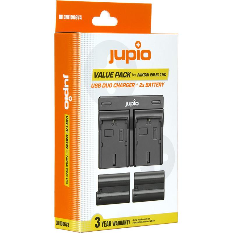 Jupio Value Pack: 2X Battery EN-EL15C 2100mAh + USB Dual Charger