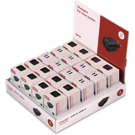 Hama Charger 2X USB-A 12 W 20 PCs In Display