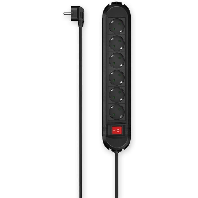 Hama Power Strip 6-FOLD Switch Wall Mounting 1.5 M Black