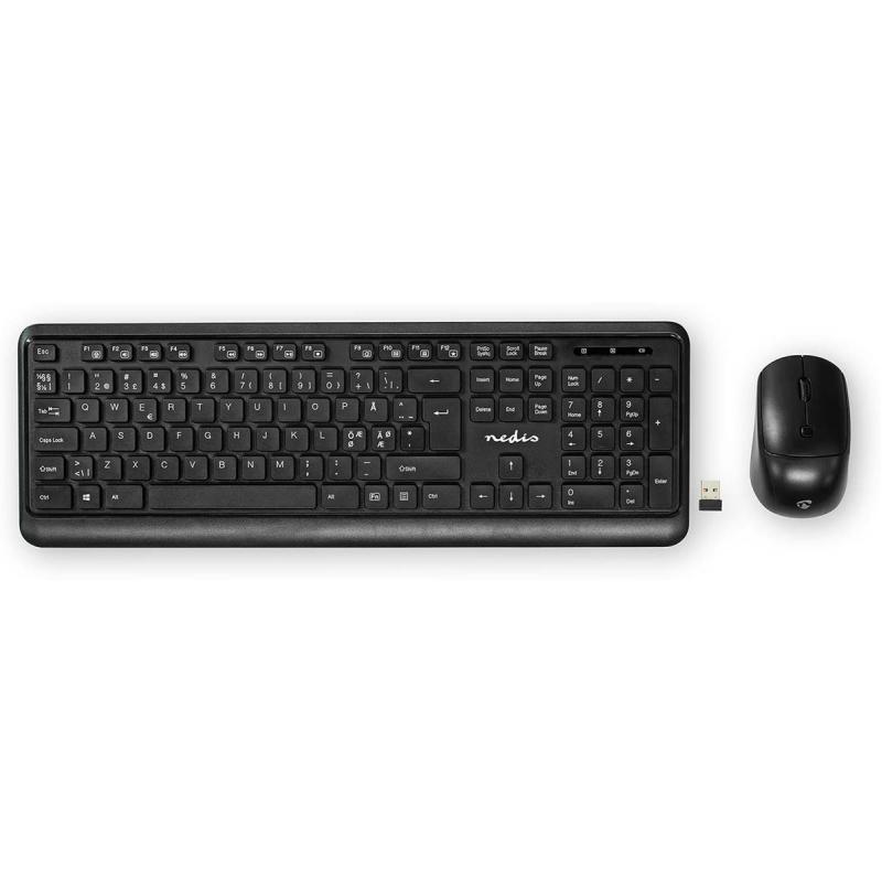 Nedis Wireless Mouse-/Keyboard Connection USB 800/1200/1600 QWERTY Scandinan
