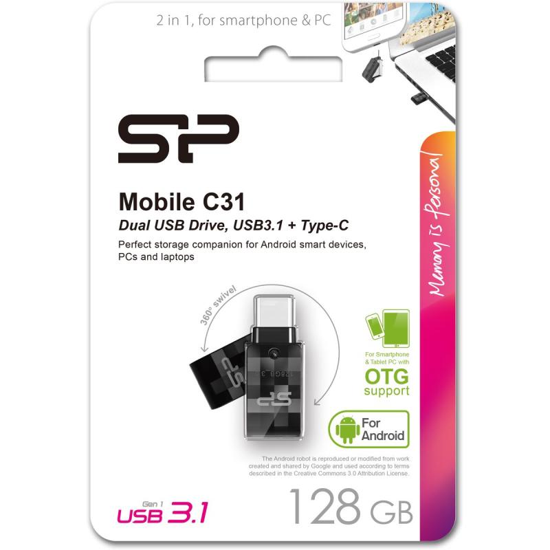 Silicon Power Mobile C31 128GB USB 3.1 Gen 1 + USB Type-C