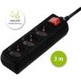 Hama Power Strip 3 Fold w/ Switch 3 Meter Black