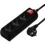 Hama Power Strip 3 Fold w/ Switch 3 Meter Black