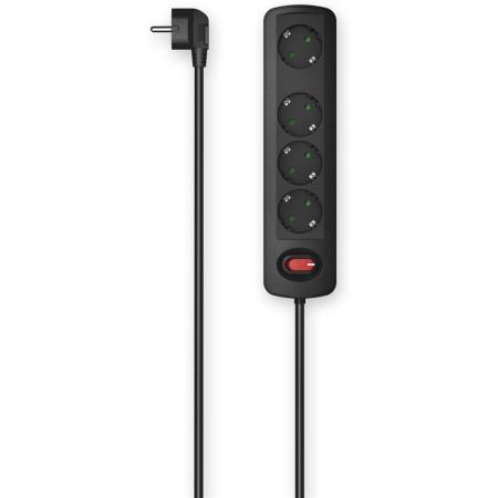 Hama Power Strip 4-FOLD Switch Wall Mounting 1.5 M Black
