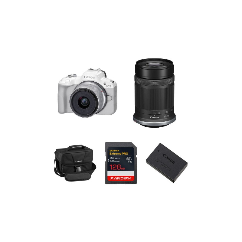Canon EOS R50 Kit (RF-S 18-45mm + RF-S 55-210mm) [Blanco]
