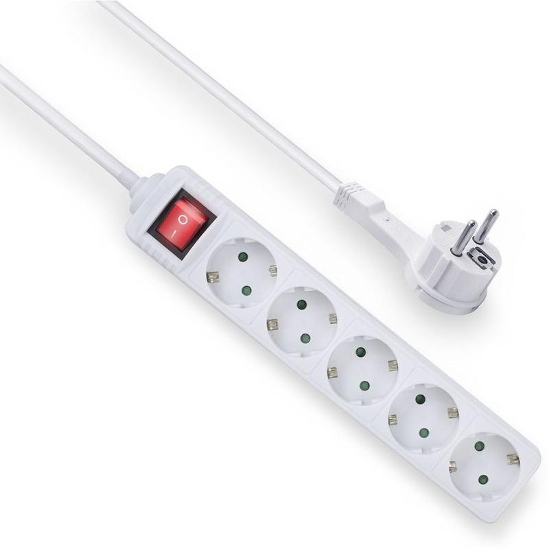 ACT Power Strip w/ Illuminated Switch And Flat Plug 5SOCKETS