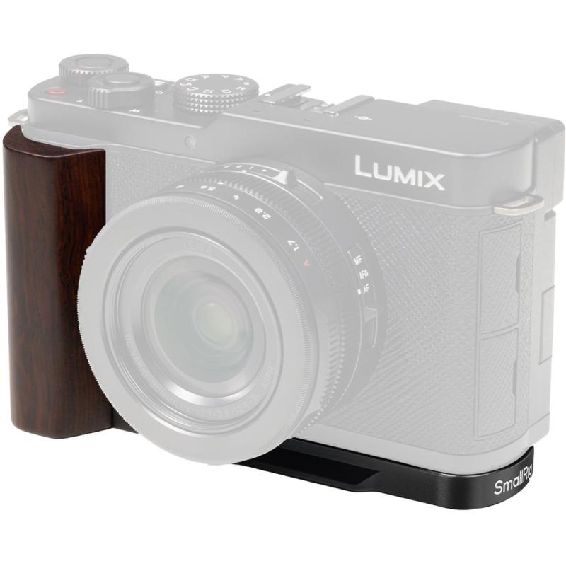 SmallRig SR5942 L-Shaped Mount Plate Wooden Handle For Panasonic LUMIX L10 Black