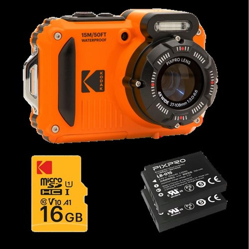 Kodak WPZ 2 Orange Kit w/ 2 Accu&amp;#039;s SD Kaart